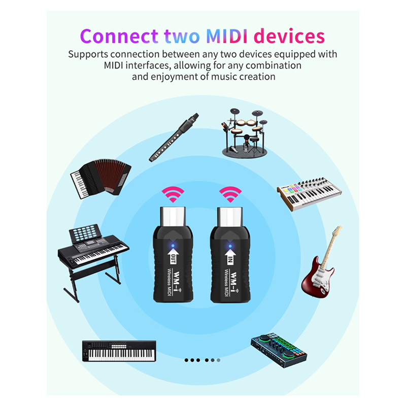 Rechargeable Midi Wireless Guitar System Audio Receiver Transmitter. 