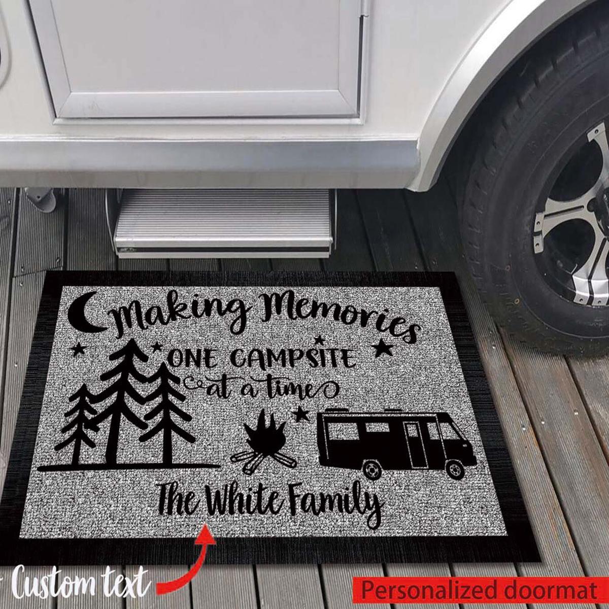 Custom Making Memories Camping Doormat - Personalized Custom Rubber Door Mat - Class A Rv Motorhome Camper-40x60cm