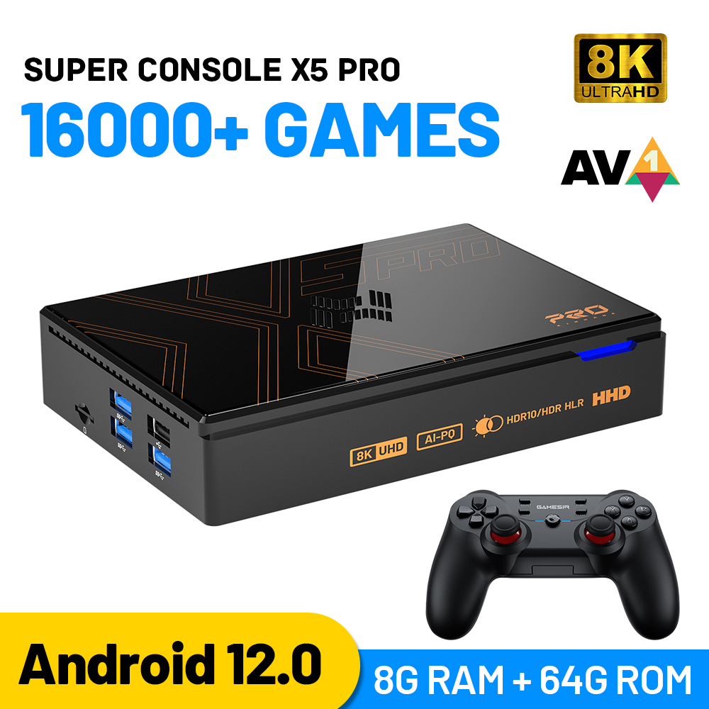 Super Console X5 Pro Video Game Console with built-in 10000+ games , 40+ emulators for PS2/PS1/DC/ARCADE Android12 Smart TV Box