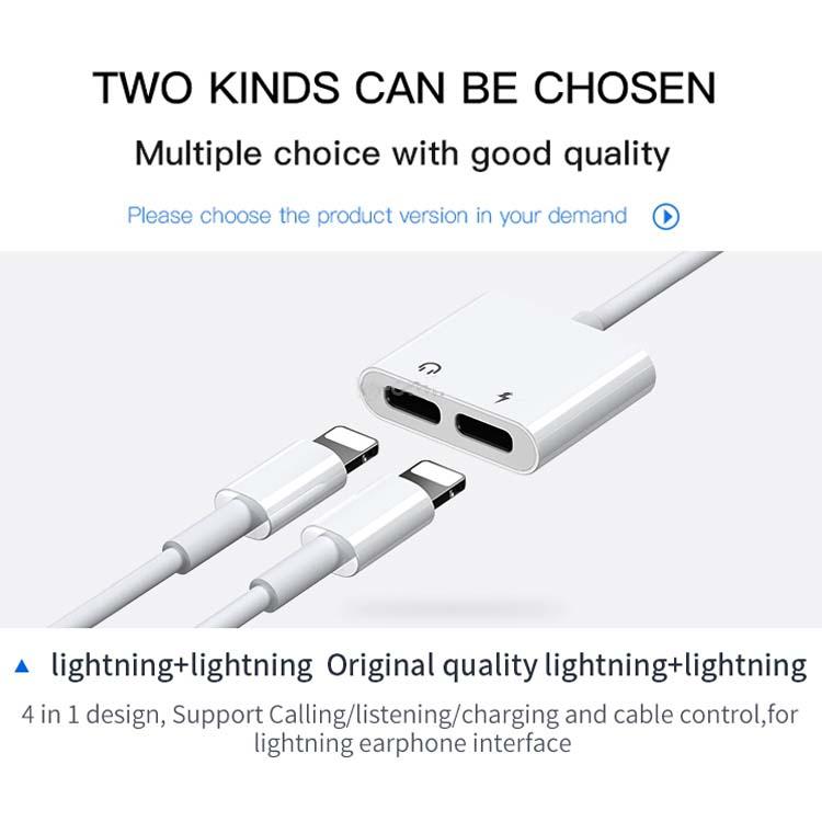 JOYROOM S-M404 Ben Series Apple Dual Lightning Adapter for iPhone 7/8/X/XS/XS MAX/XR charging and listening by 3.5mm earphone at the same time. 