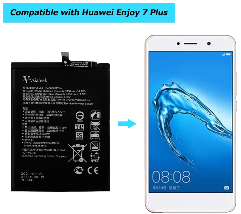 HB406689ECW 3900mAh Replacement Battery Compatible with Huawei Y7 2019 DUB-L21 Nova Lite Y7 Prime Dub-LX1 Y9 2019 JKM-LX1, JKM-LX2, JKM-LX3 with Tools