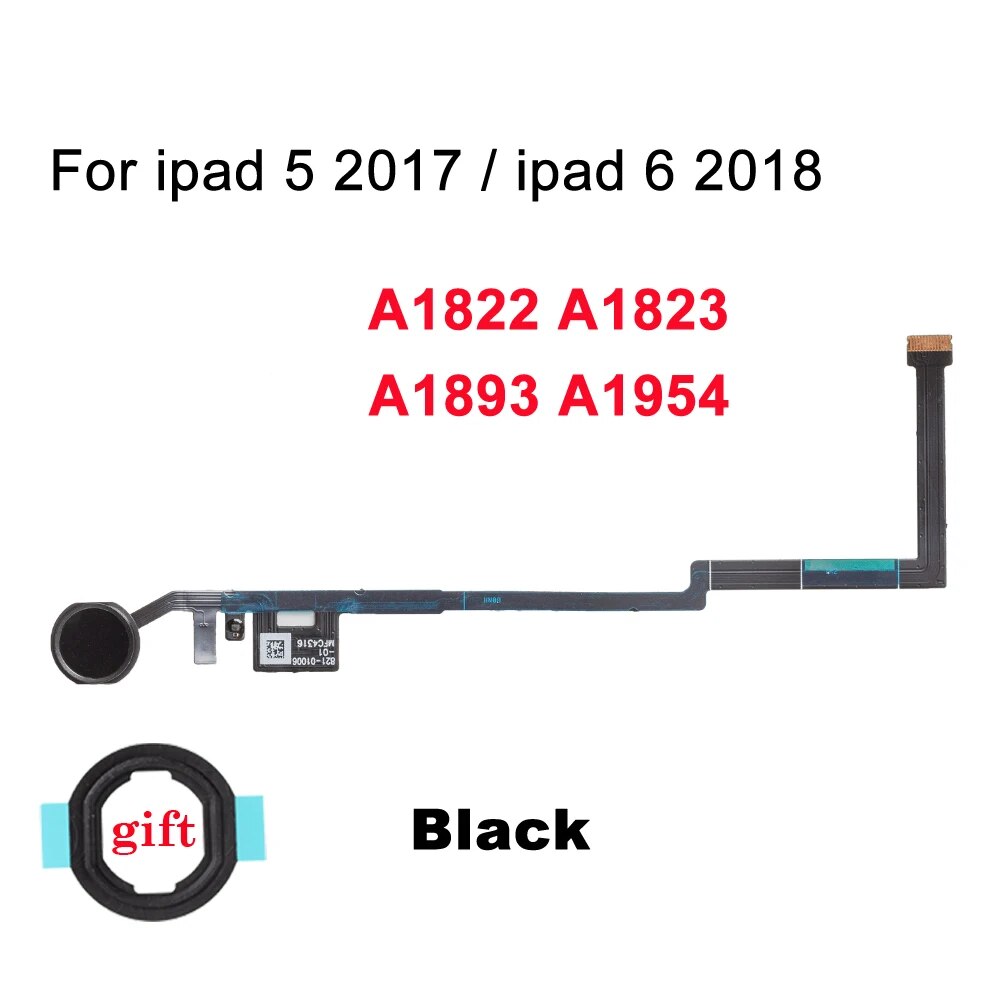 1set High Quality Home Button With Flex Cable Repair Part For iPad 5 6 2017 2018 Home Button Key Flex Assembly With 3 Colors. 