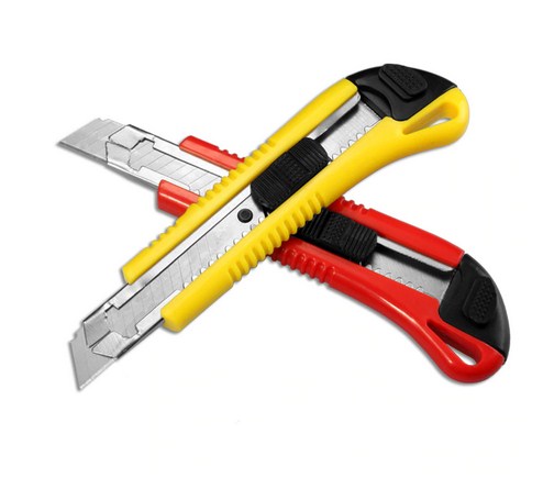 3 Pcs Premium Plastic Sliding Steel Blade Paper Cutter Knife- Random Color