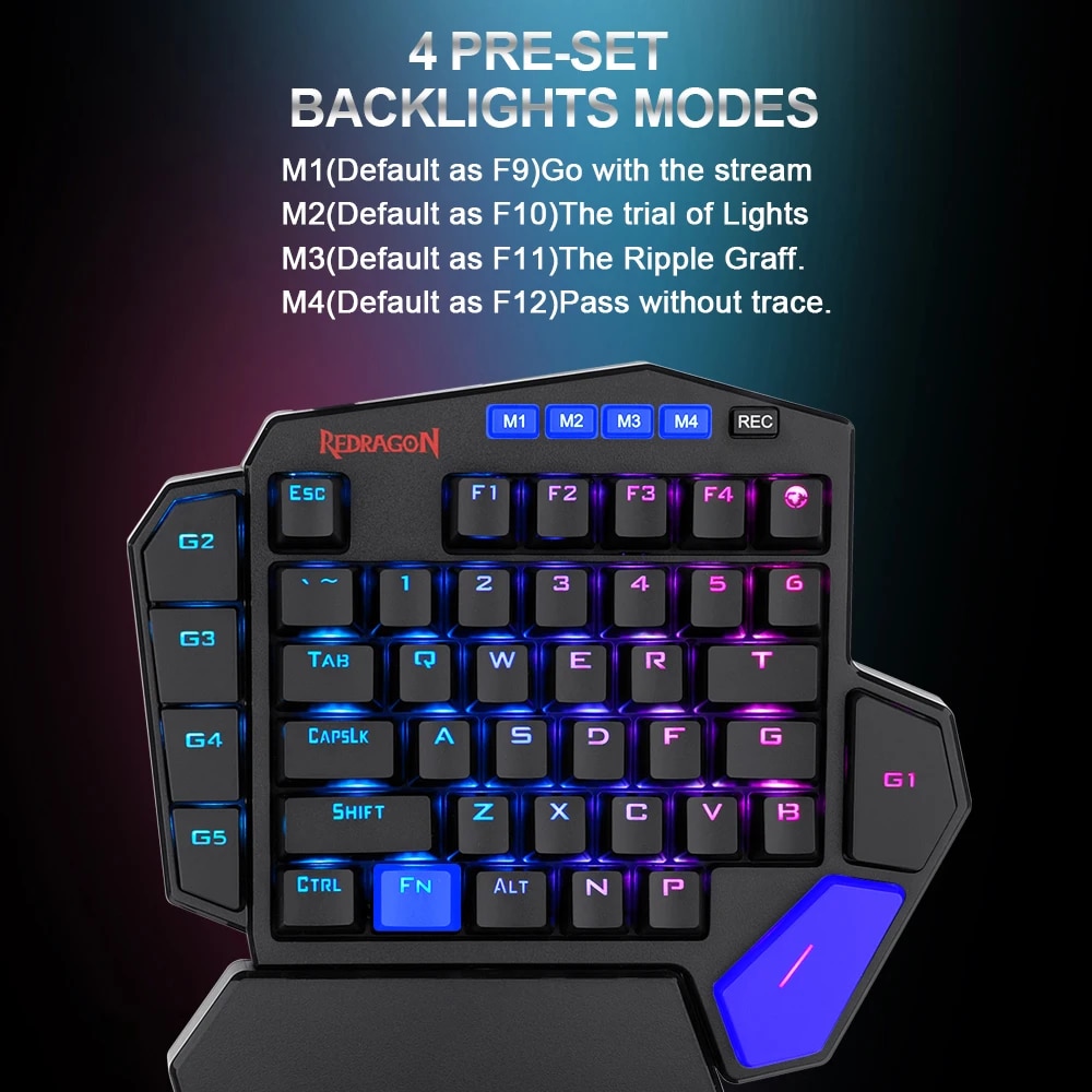REDRAGON DITI K585 RGB 42 Key One-handed USB Mechanical Gaming Wired Keyboard Blue Switch 42 Keys Gamer for Computer PC Laptop. 