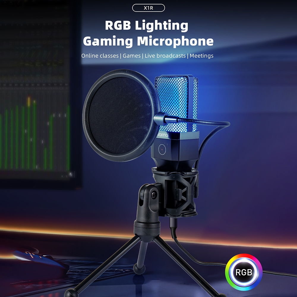 Yanmai X1R E-Sports Gaming Desktop Microphone with RGB Light & Blowout Net. 
