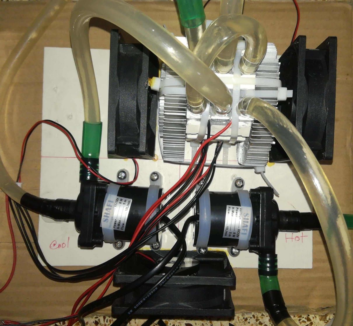 DIY kits Thermoelectric Peltier Refrigeration Cooling System Water Cooling Project 01 Pc SMPS 12 Volt 10 Amp+2Pcs Mini Pump+2 Pcs PC Heatsink+3 Pcs Double Water Block+2 Pcs Fan+4 Pcs Peltier Module TEC1-12706 Coolers+2 Pcs Colling Fan+1 Pc Tharmal Paste. 