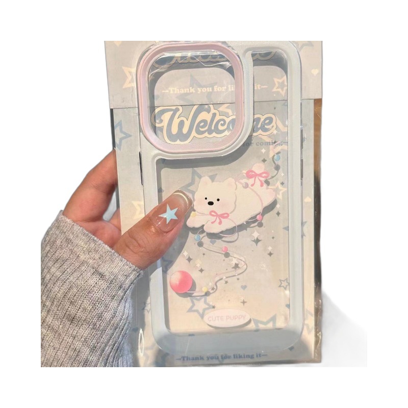 Flying Playing Fur Ball Puppy Suitable for Apple 15plus Anti-Fall 12promax Phone case 14 Transparent 13 Soft xr/7. 