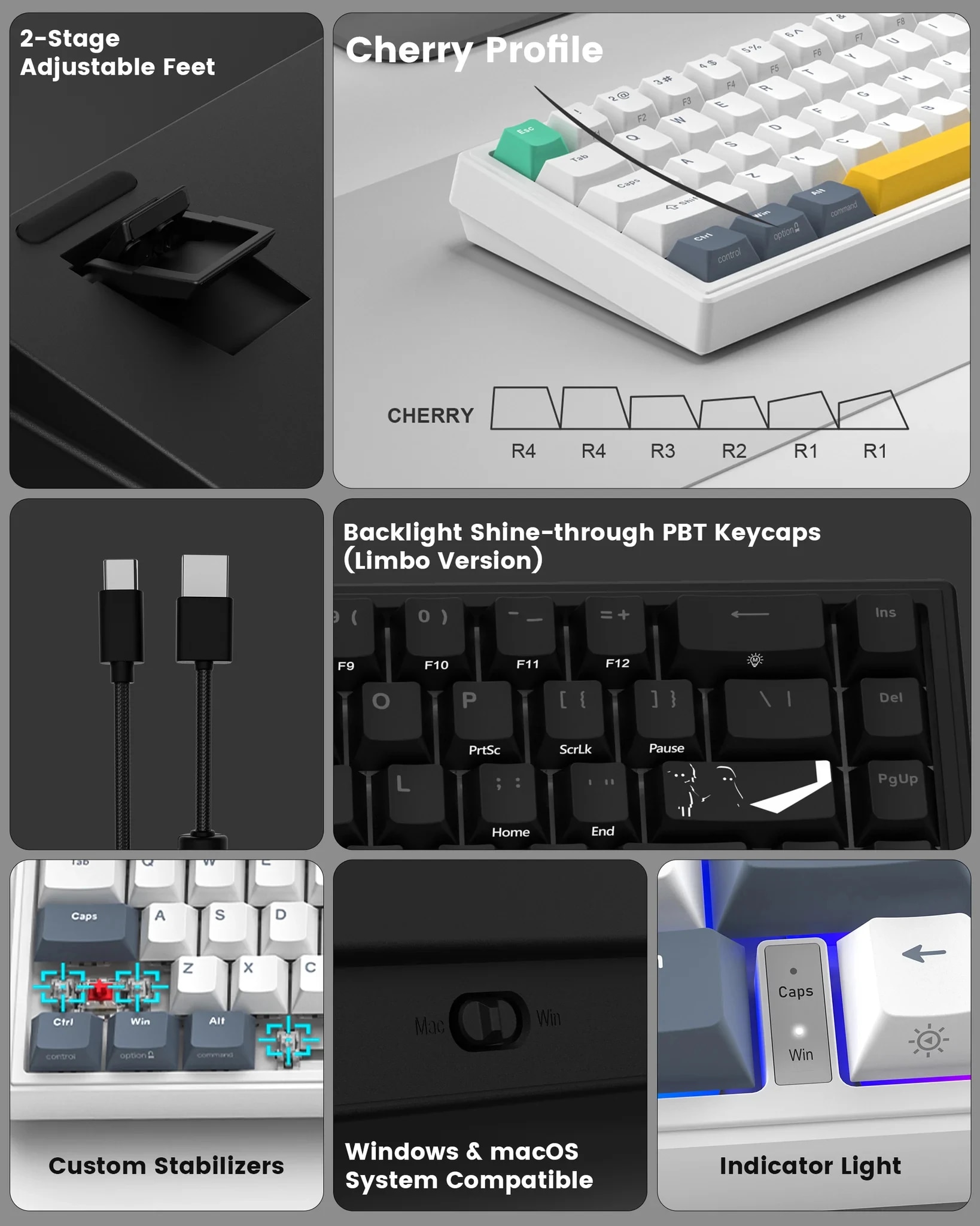 60% Gasket Mechanical Gaming Keyboard With Red Switches, Detachable Type-C Cable Backlit Mini Keyboard for Windows/Mac/PC/Laptop. 