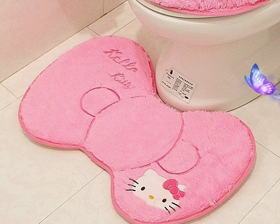 New cartoon toilet mat set Korea velvet toilet four-piece set toilet mat One piece dropshipping