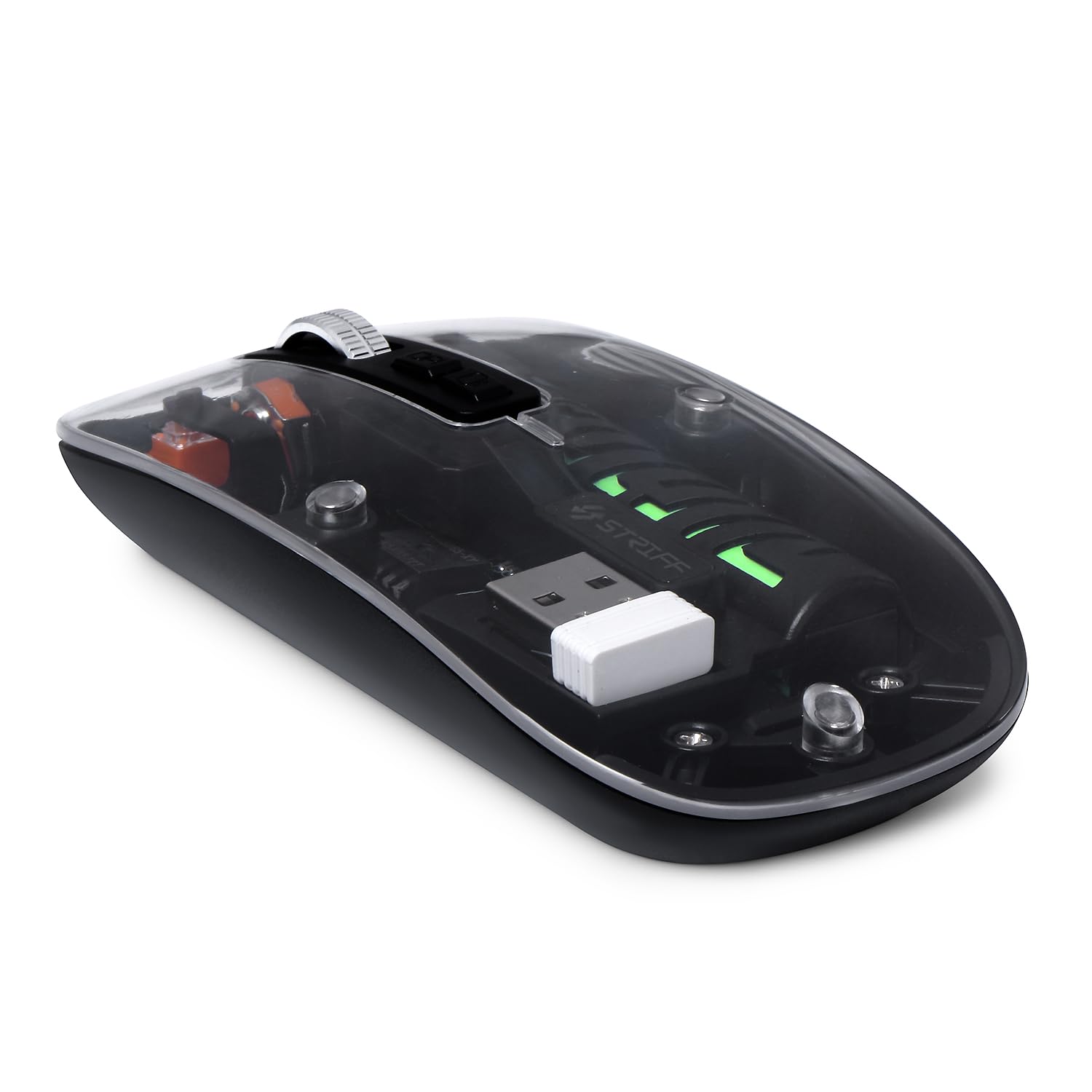GEARBEST   Transparent with Dual Wireless (BT + 2.4 GHz), Wireless and Bluetooth Rechargeable Mouse, USB Receiver,LED Battery Magic Silm for Office/PC/Mac/Laptop/Apple/ipad. 