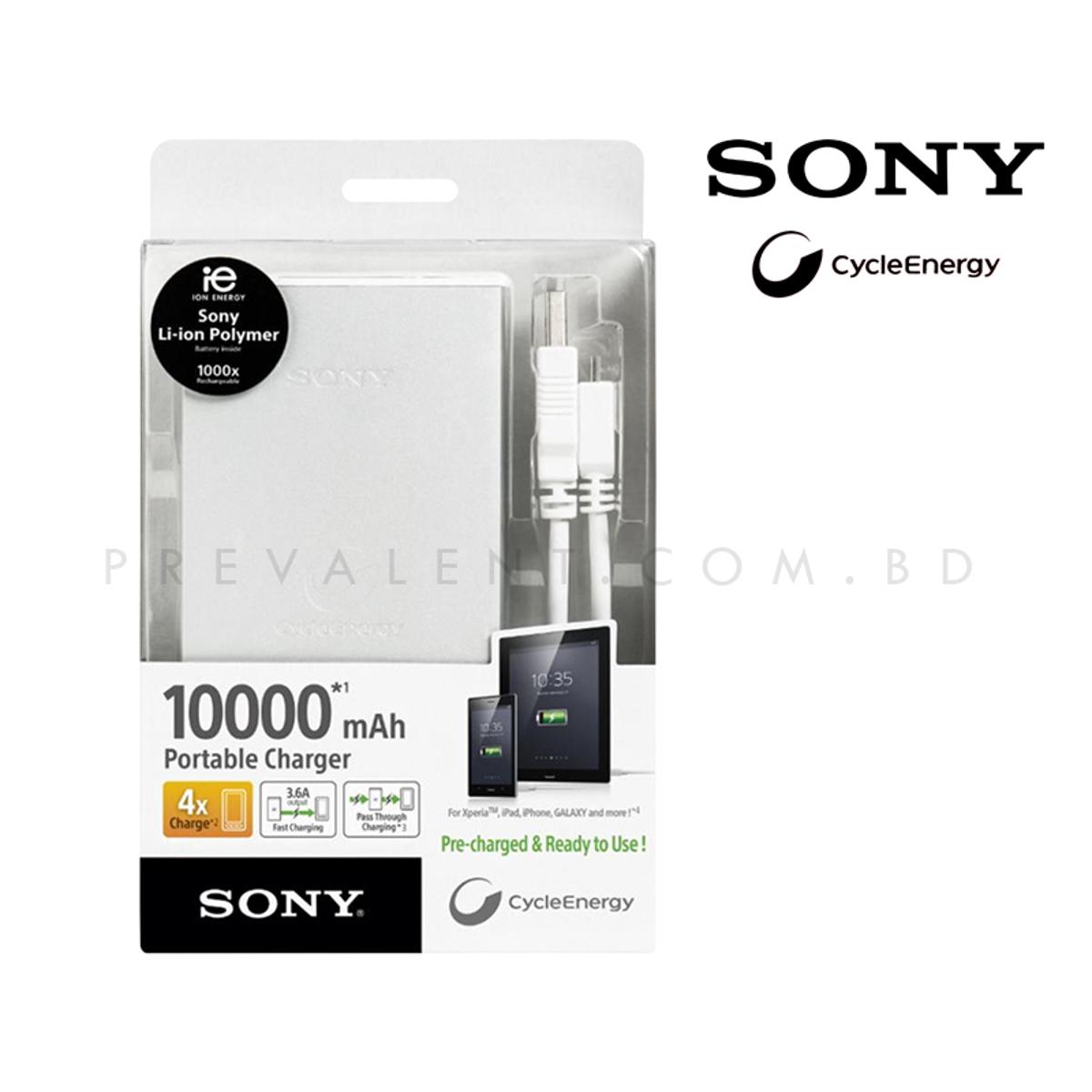 Sony CycleEnergy CP-F10L 10000mAh 3.6A Fast Charging Power Bank - Silver