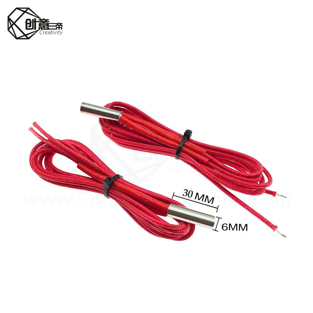 3D Print Part 12V 40W 1M Heater Cartridge Heating tube 6*20mm For Extruder Part Heating Tube Heat 12V/24V 40W Extrusion Heater. 