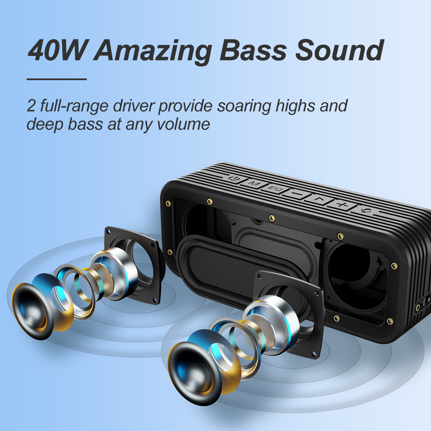 BOGASING M4 Bluetooth Speaker 40W Wireless Bluetooth 5.0 Speaker Extended Bass Outdoor IPX7 Waterproof Portable Speaker With Mic. 