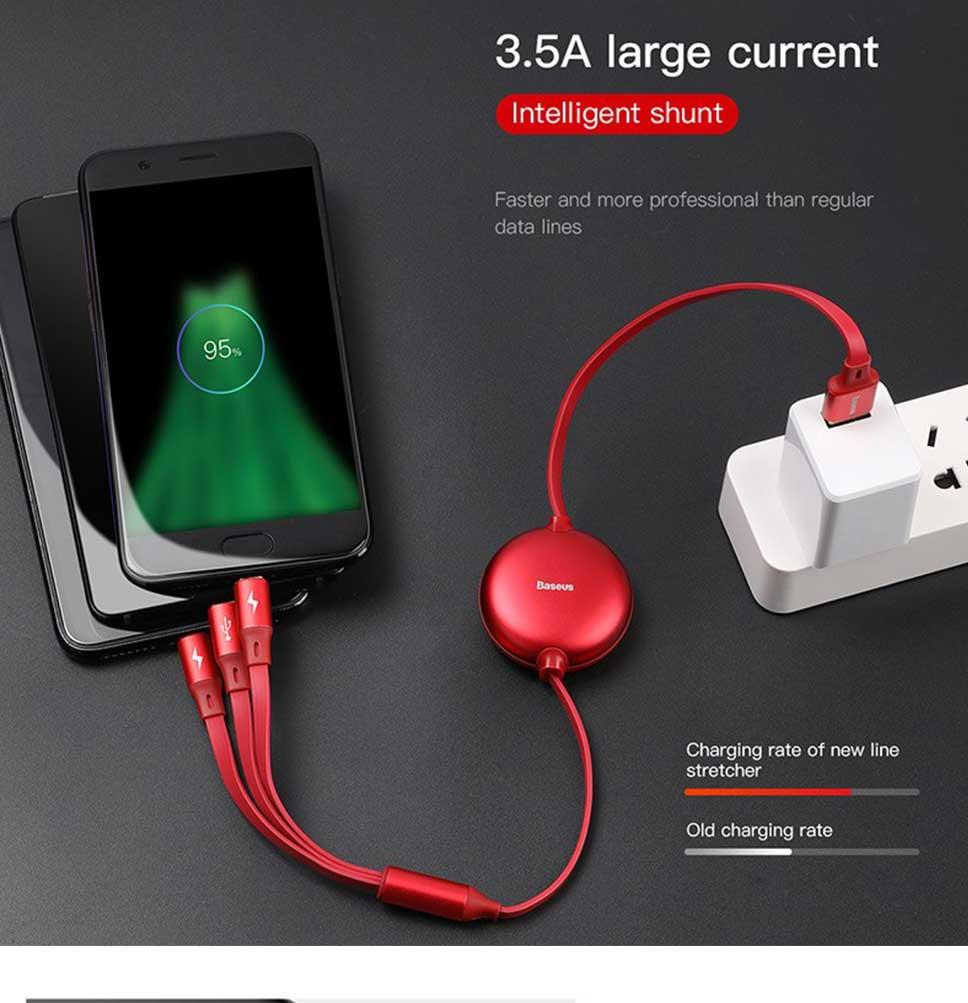 TECHPRO 3-in-1 USB-A To USB-C/Micro/Lightning Cable 3A Charrger & DATA - Foto 9