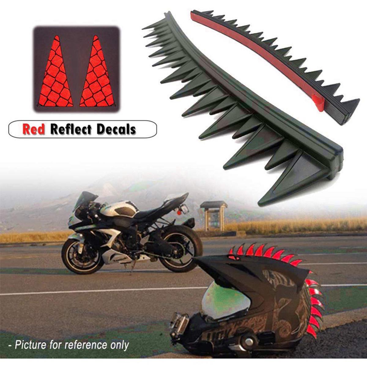Reflective Motorcycle Helmet Mohawk Spikes Rubber Saw with Red Helmet Decals(Helmet Not Included)