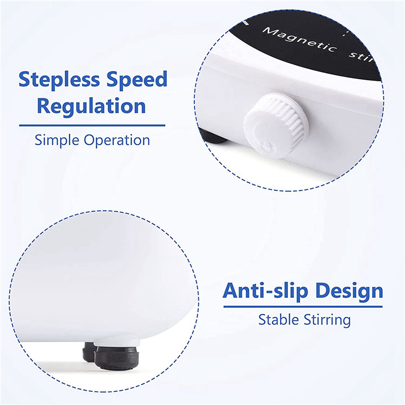 2X Magnetic Stirrer Mini Lab Stir Mixer Portable Stirrer Plate with Stir Bar 2L 4000RPM for Laboratory EU Plug. 