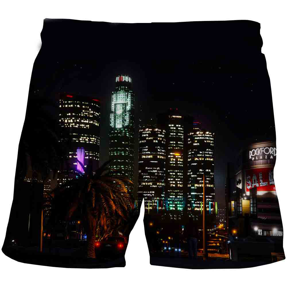 2022 Summer New Men Shorts GTA 5 Grand Theft Auto Game 3D Print Drawstring Pockets Short Pants High Quality Short Homme. 