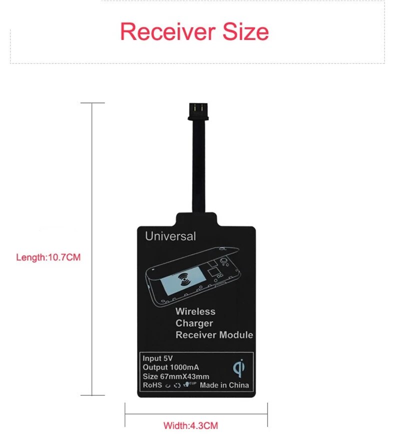 Qi Wireless Charger Receiver Charging Adapter for Samsung Note 3 4 5 S4 S5 IPhone 7 6 6S Plus SE 5S Android Micro USB Induction. 
