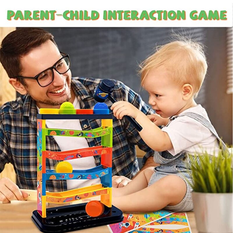 Table Play Toy Plastic Hammer Track Slide Ball Game Brain Training Portable Table Game Creative Baby Gift. 