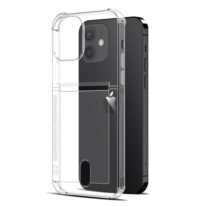 Clear Card Holder Phone Case For iPhone 15 14 13 12 Mini 11 Pro Max XS MAX XR X Transparent Soft Silicone Credit Slot Back Cover. 
