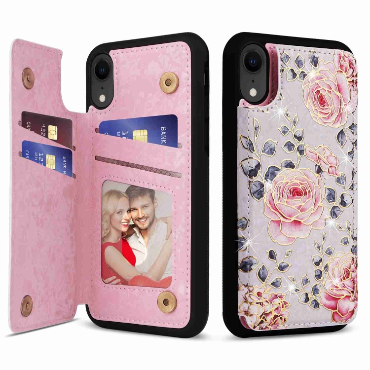 For iPhone XR Printed Double Buckle RFID Anti-theft Phone Case