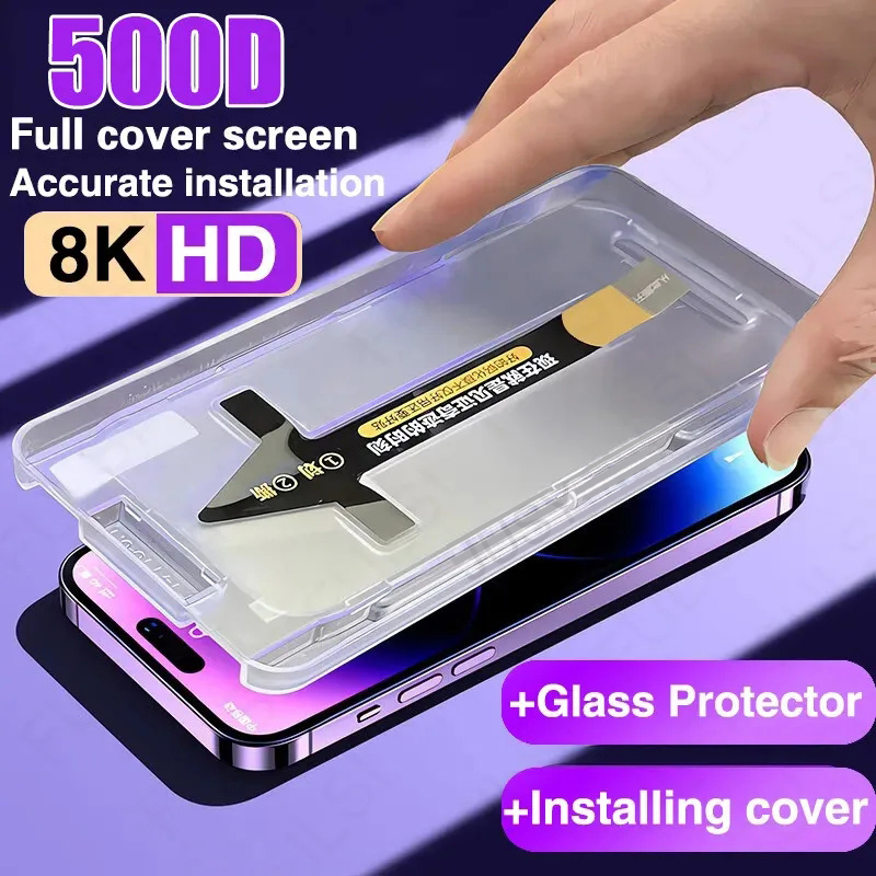 14 PlXR screen protector for Max4 13 1K tempered glass 500D 8 iPhone 15 12 11 P XS X protective film suitable for us 15 with alignment mounting cover
