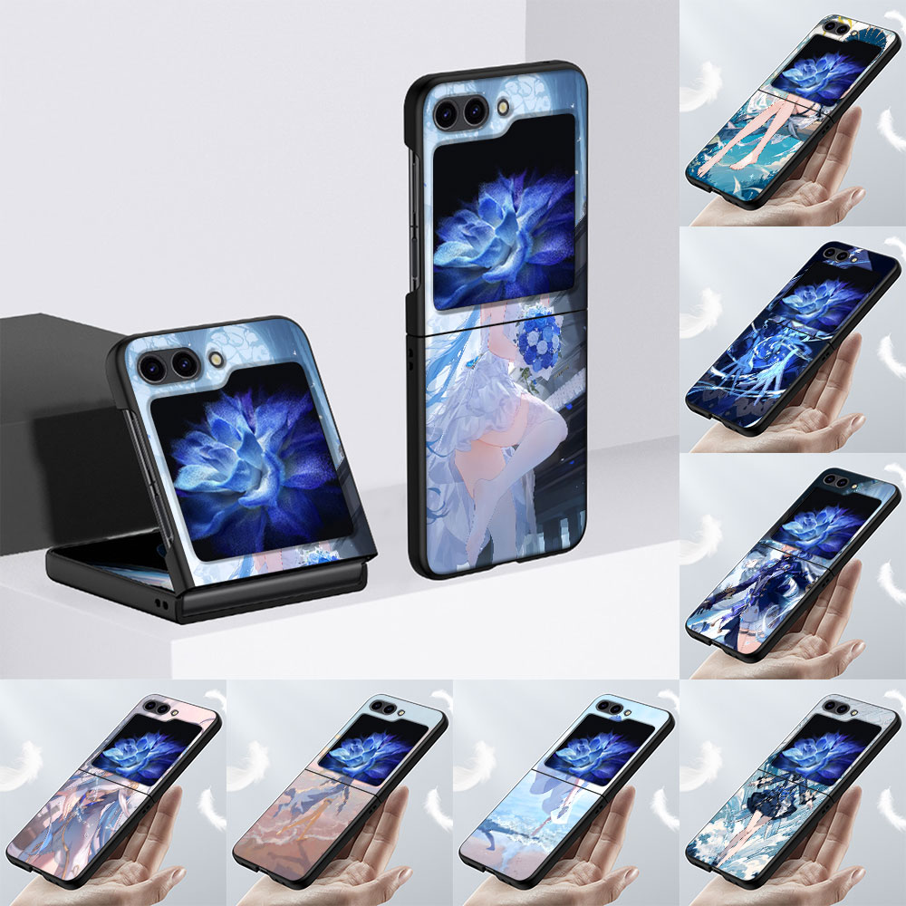 Cute Furina Genshin Impact Case for Samsung Galaxy Z Flip5 Black Hard PC Cover Z Flip 5 Folding Cell Phone Shell Zflip5 Shell