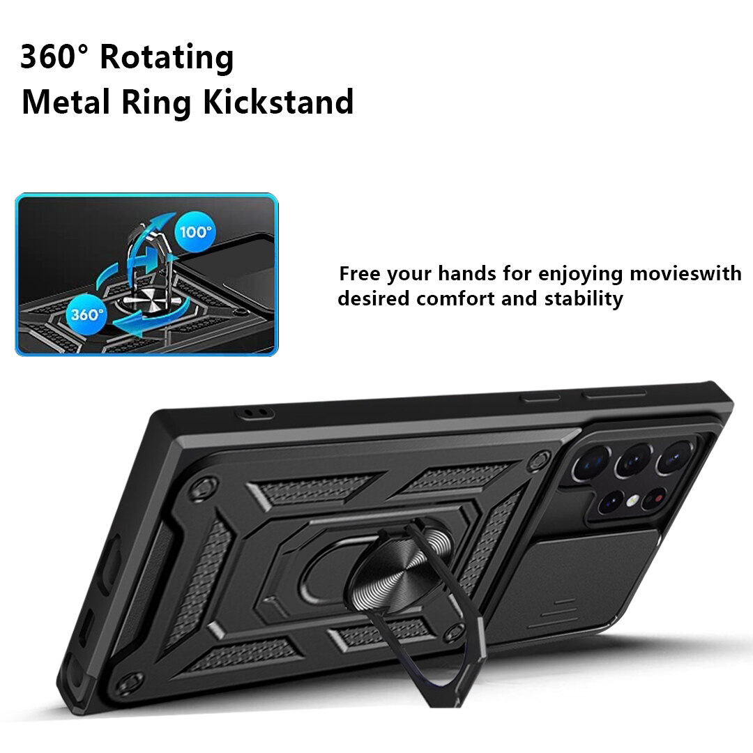 For Nokia G10 Case Armor Ring Slide Push Pull Window Camera Protect Ring Kickstand For Nokia G20 Cover. 