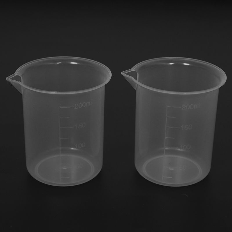 Lab Graduated Clear Plastic Thicken with Cap Measuring Jug 200mL 4pcs. 