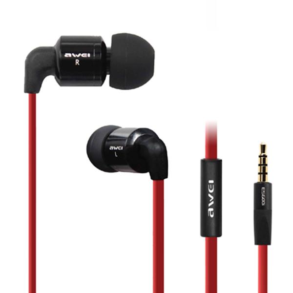Awei ES-600i In-Ear Earphones With Mic Clear Bass Sport Headphone - Red