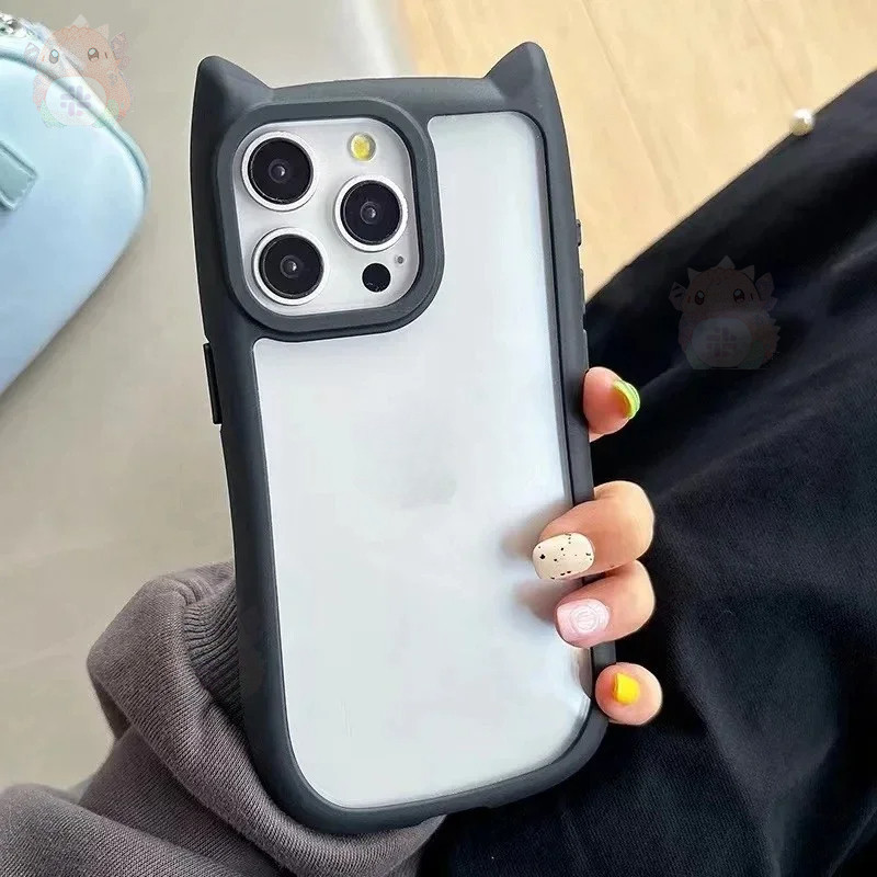 【Ready Stock+FREE Shipping】Cute cat ears phone case For iPhone 15 14 13 12 11 Pro Max 14 15 Plus Xr Xs Max fully protection shockproof transparent hard cover back cover. 