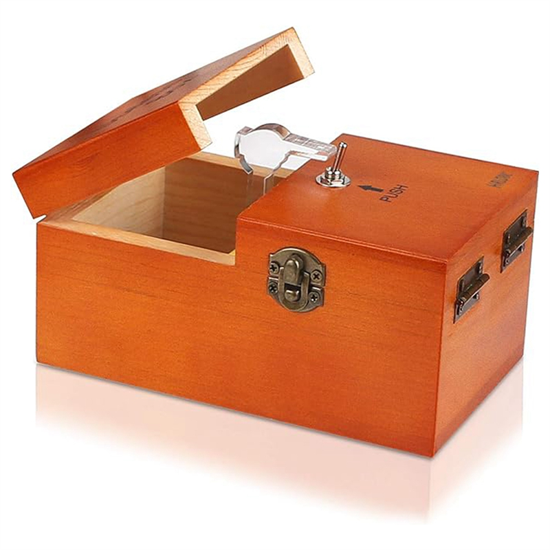 A Useless Box with Surprises Wooden Useless Box Fully Assembled Toy for Adults and Children Easy to Use Dark Wood Color. 