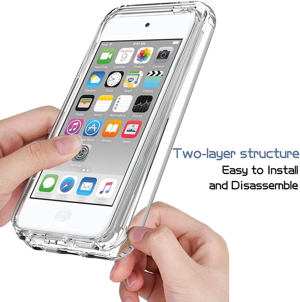 Clear iPod Touch 7th Generation Case Heavy Duty Full Body Rugged Slim Fit Shockproof Cover for iPod Touch 5/6/7th Generation. 