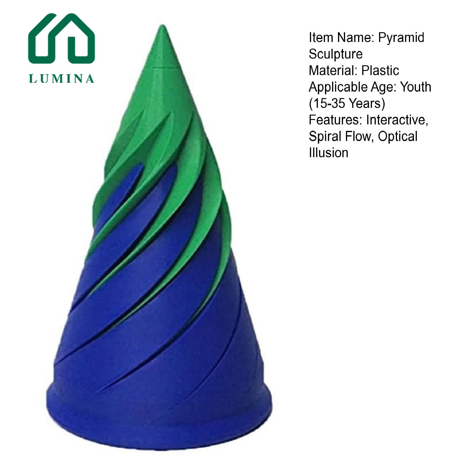 Lumina Rotating Optical Illusion Toy Rotating Spiral Cone Toy Stress Relief Desktop Decor Gift Optical Illusion Vortex Thread Pass Through Pyramid Fidget Toy Sculptural Centerpiece Decor. 