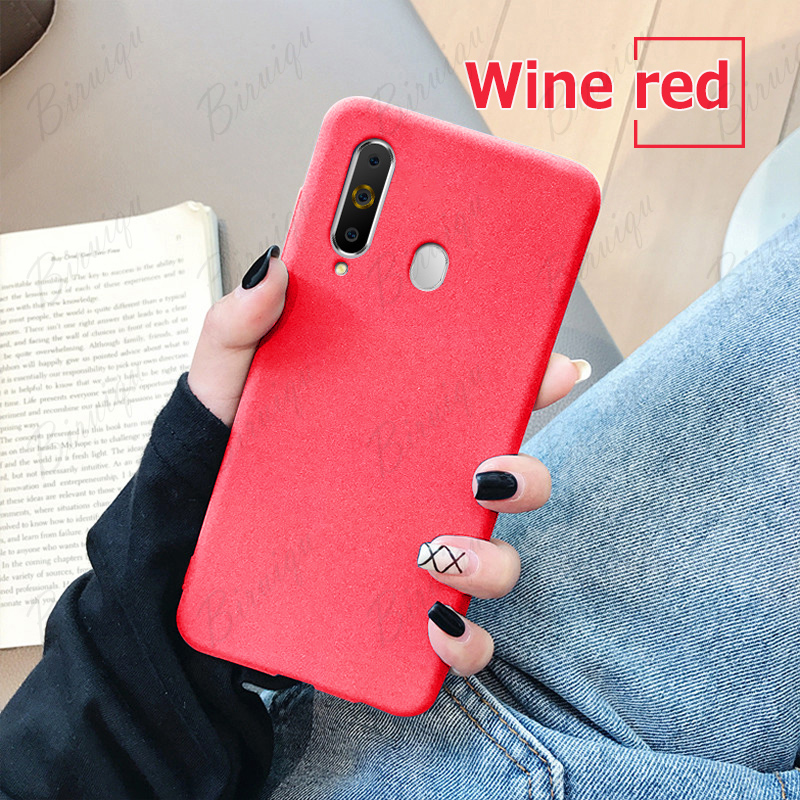 Tokifu For Samsung Galaxy M40 Back Cover Matte Simple Solid Color Soft Silicone TPU Case +Lanyard. 