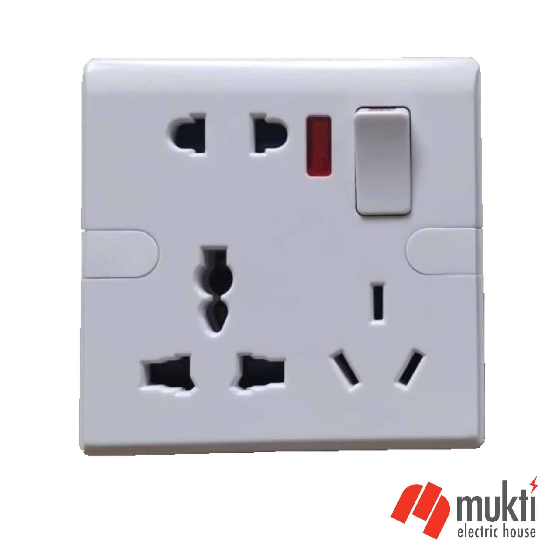 T&G GREEN 16A 6 Pin with Type I, 2 Pin and 3 Pin Multi Combined Function Universal Socket with Switch 6Pin