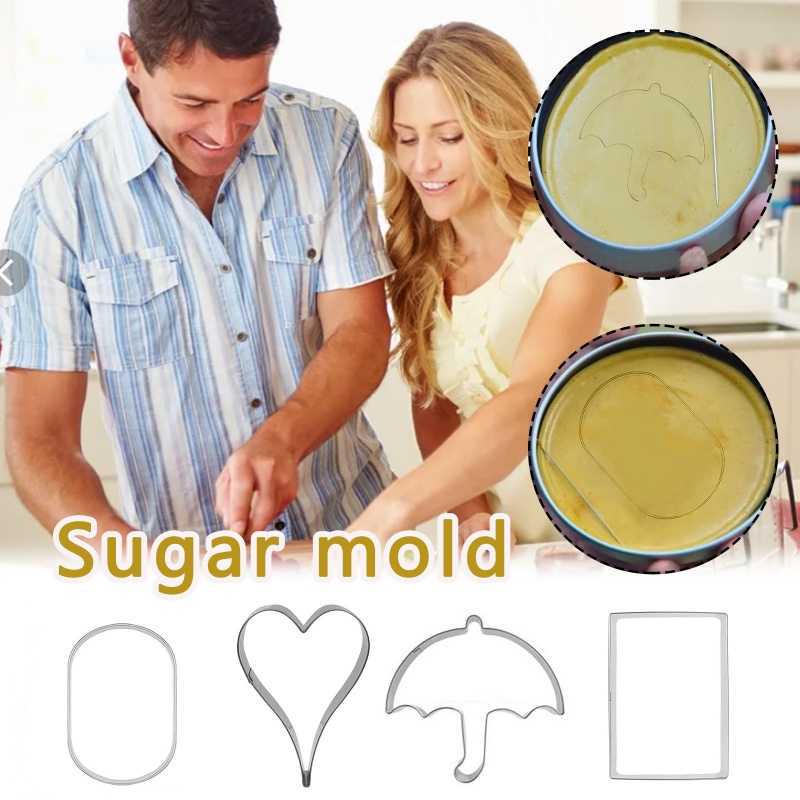 Squid Game Dalgona Sugar Cake Mold Biscuit Baking Pan Mould Umbrella Shape Fondant Decorating Frame Stainless Steel Kitchen Tool. 