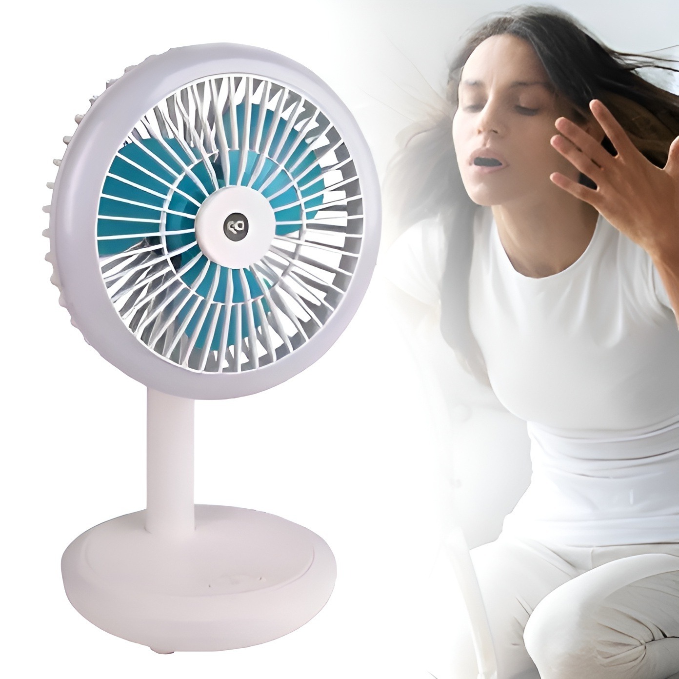 DURATION POWER DP-7632 Rechargeable 4000mAh Battery Up-Down Adjustable Three Speed Modes Fan With LED Lamp. 