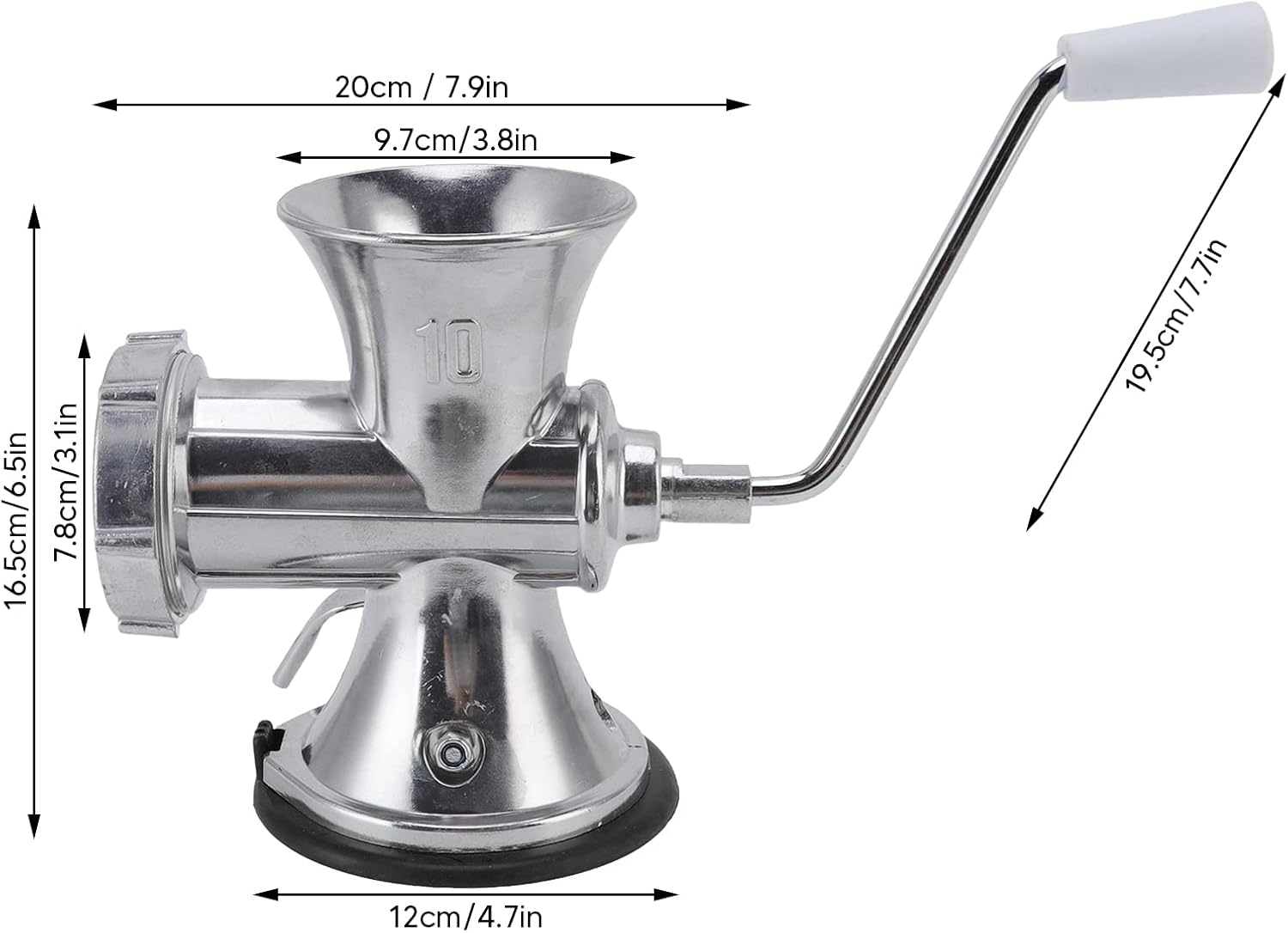 High Quality Multipurpose Manual Meat Grinder for grinding meat, pepper, and vegetables Manual Meat Grinder 10 Sizes Minced Meat Sausage Stuffer Machine Meat Grinder Suction Cup Type with Sausage Stuffer Silver Aluminium Alloy for Minced Meat. 