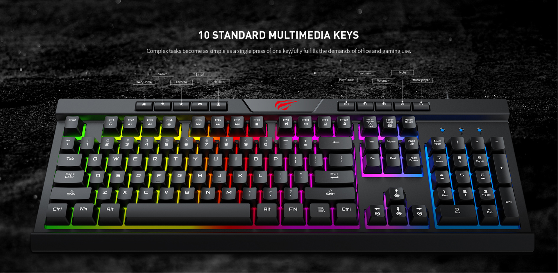 Havit GameNote KB500L Multi-Function LED Backlit USB Gaming Keyboard Black. 