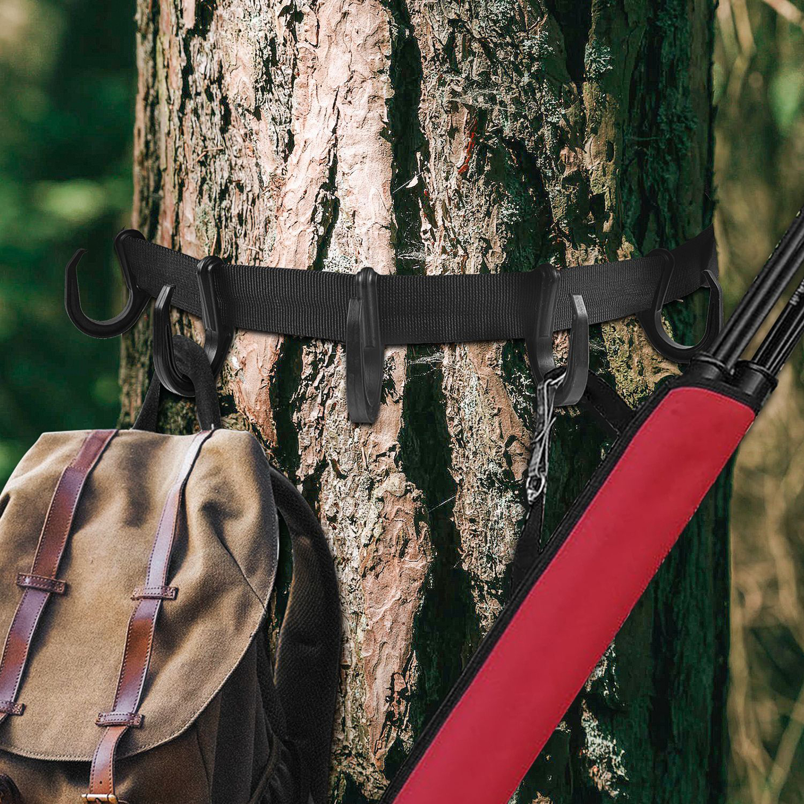 Multi-hook Hanger Strong Load-bearing Hunting Gear Hanger with Quick Release Multi-hook Tree Stand Strap Holder less Than Treestand Strap Hanger. 