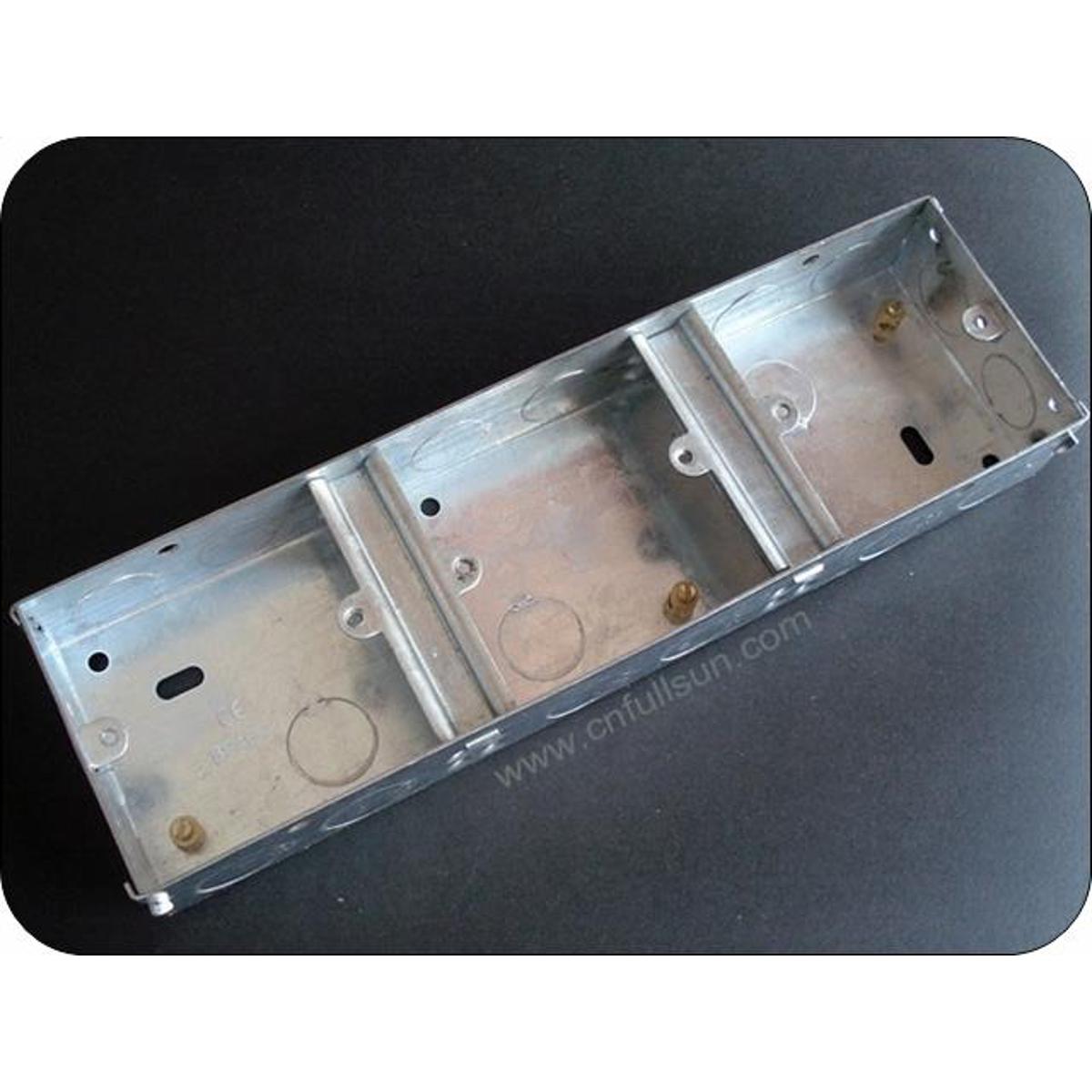 Three Gang Steel Junction Box For Electrical Wiring Square Edge Yellow Metal Wall Switch Back 3 Part 3Gang