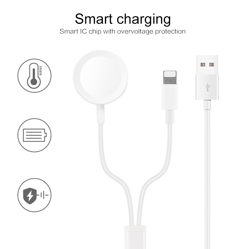 Fast 2 in 1 Smart Watch Charger For Apple Watch Series 1 2 3 4 USB Magnetic Charging Cable For iPhone 7 8 X Max. 