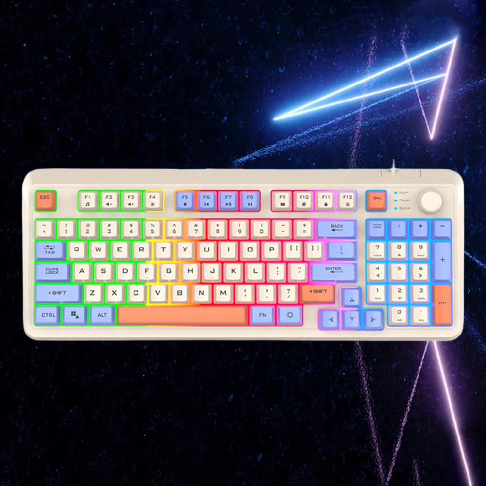 K82 Gaming Keyboard 94 Keys Portable Wired Office Keyboard With Colorful RGB Backlight Mechanical Ultra Silence Keyboard Comfortable Typing Experience For Laptop PC Computer. 