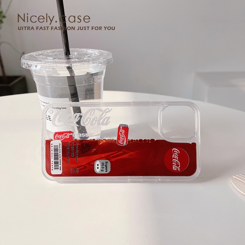 Floating Coca Cola Flowing Liquid Quicksand Phone Cases for iPhone 14 13 Mini 12 11 Pro Max X Xr Xs Max 6 7 8 Plus 12Mini Se Acrylic Shockproof Bumper Back PC Cover Mobile Casing. 