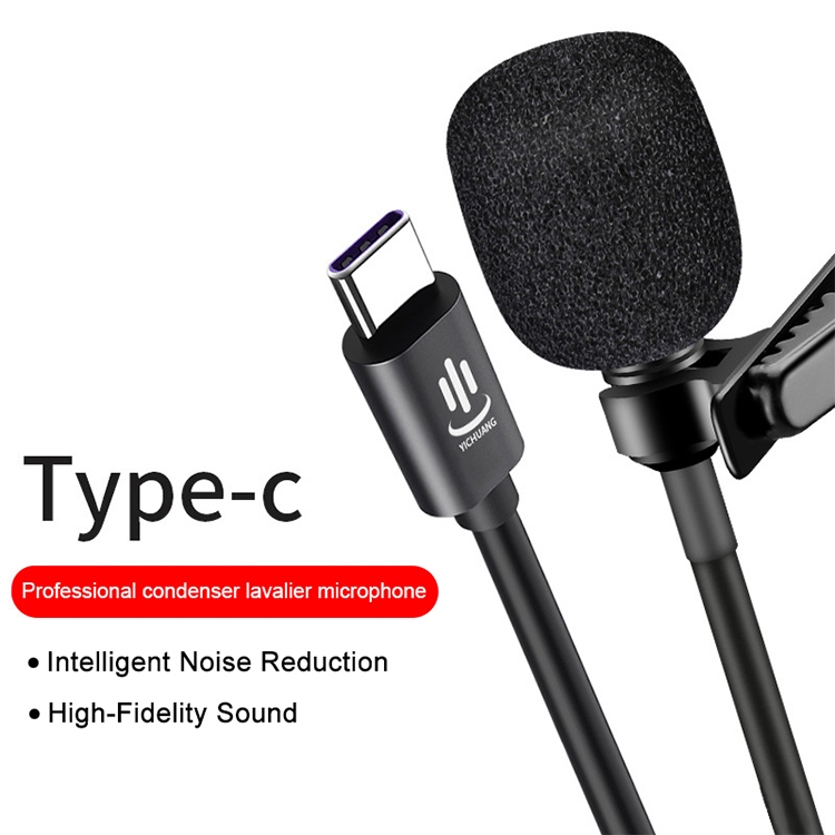 (COD) YICHUANG YC-LM10 USB-C / Type-C Intelligent Noise Reduction Condenser Lavalier Microphone, Cable Length: 1.5m. 