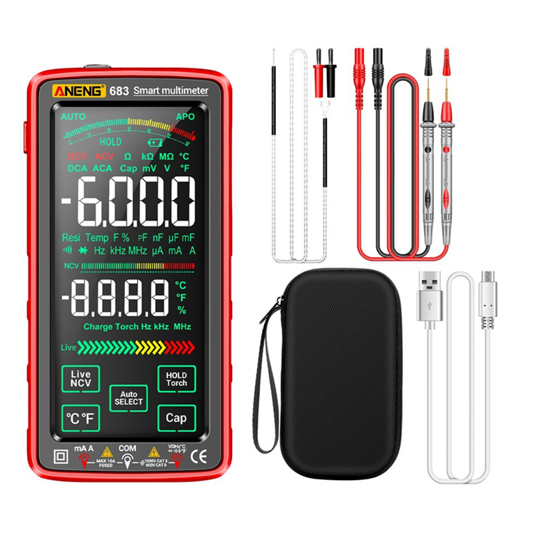 ANENG 683 Smart Multimeter High-End Touch 6000 Counts Multimetro Test Rechargeable Multitester AC/DC Voltage Tester Tool Durable. 