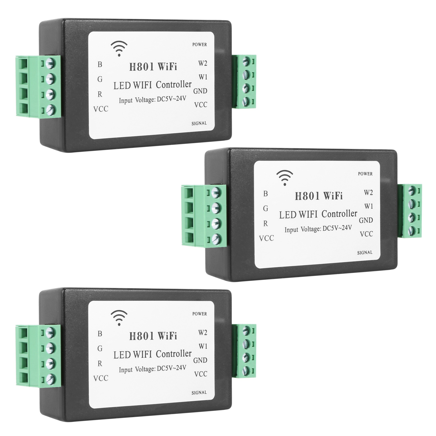 LED Strip Light Controller-3 x LED WiFi Controller-Black. 
