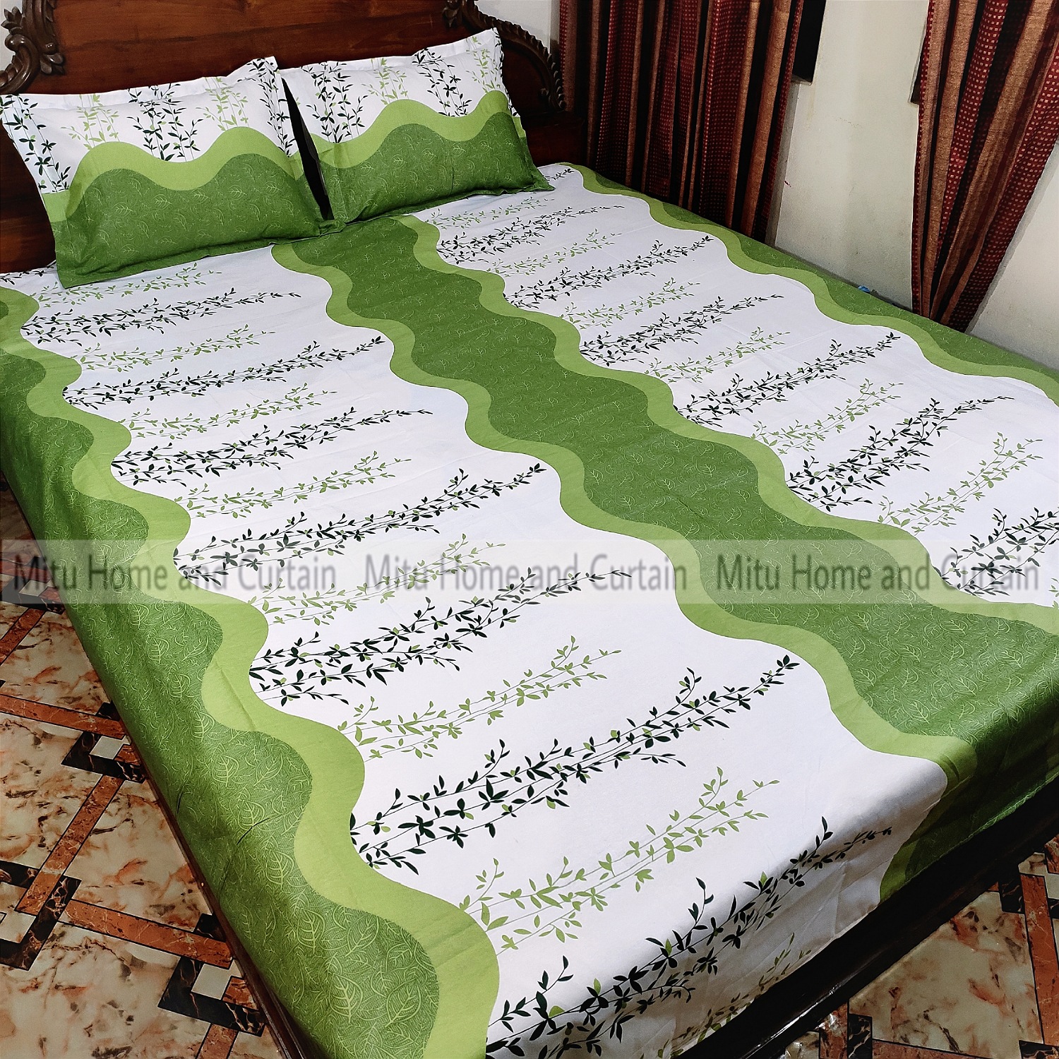 King Size Bed Sheet Set with Pillow Cover Chador set 7.5×8.25 feet Full Cotton Fabric in Red, Blue, Pink, Green - Reliable and Durable Bedding