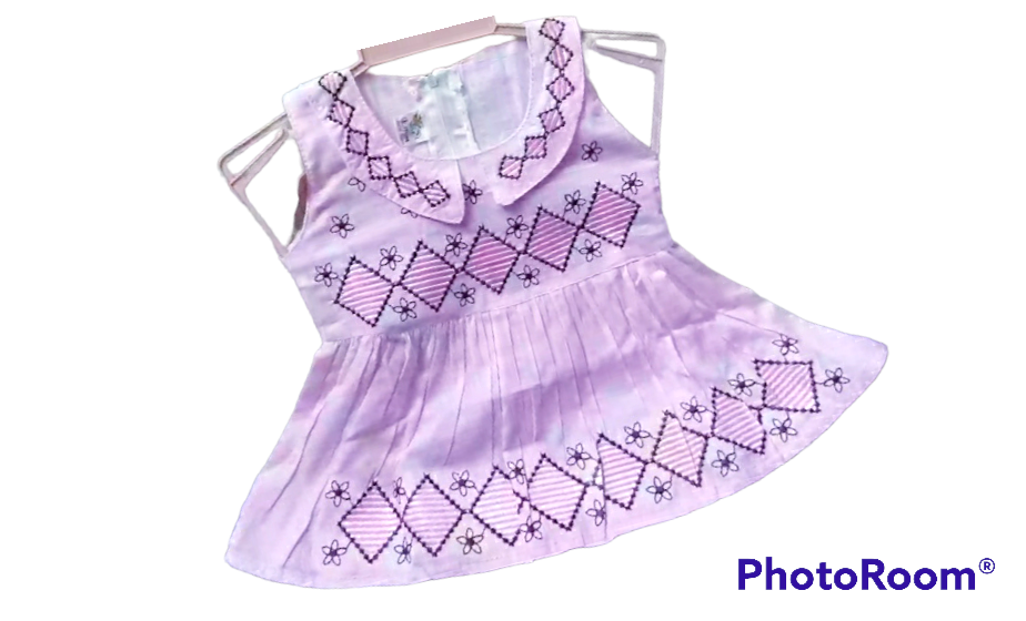 (0 size to 9 month) Newborn baby girl soft cotton fabric summer time sleeveless  stylish modern party frock type dress with panty - বাচ্চাদের জামা. 